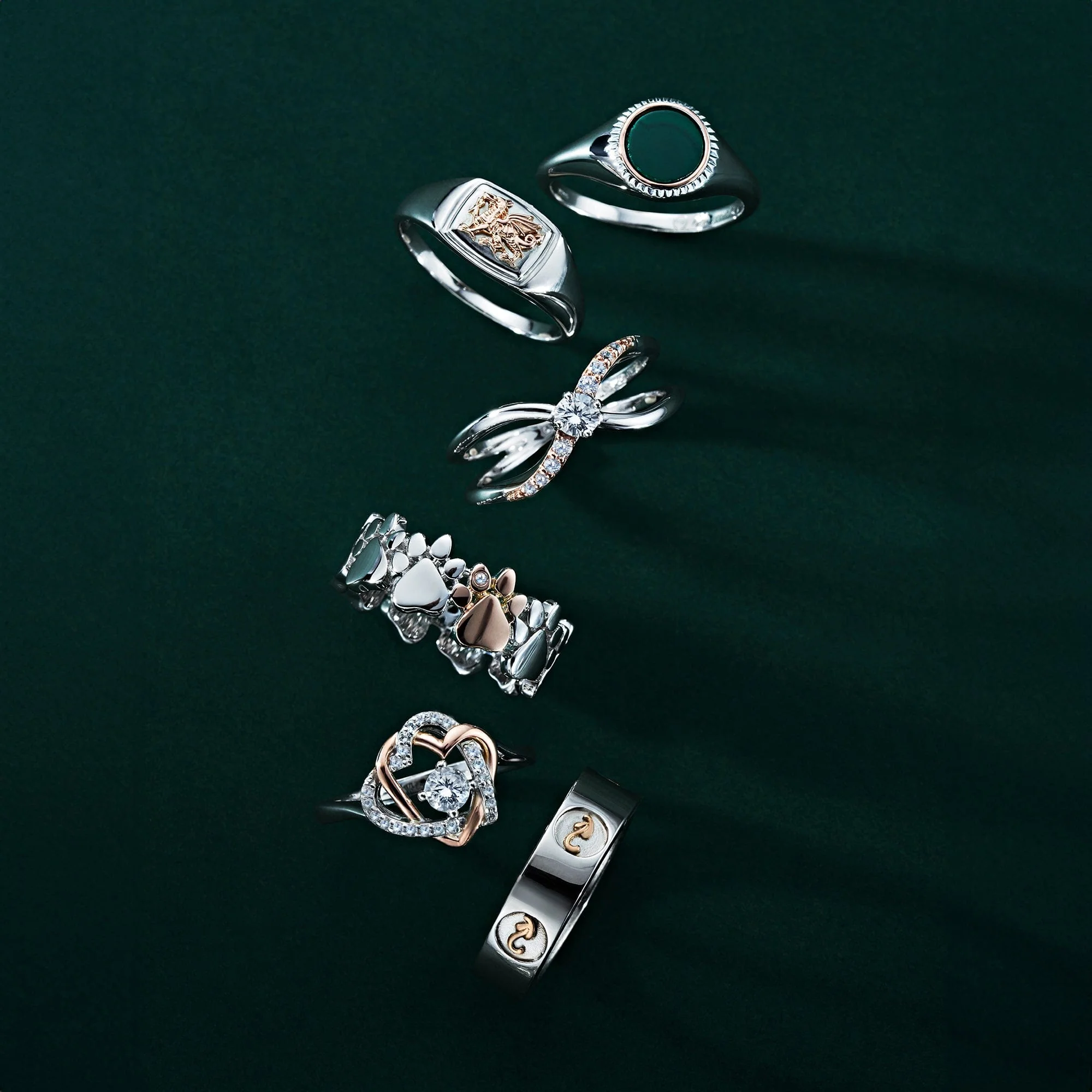 Forever Yours Sterling Silver Kiss Ring with Zircon - Image 3