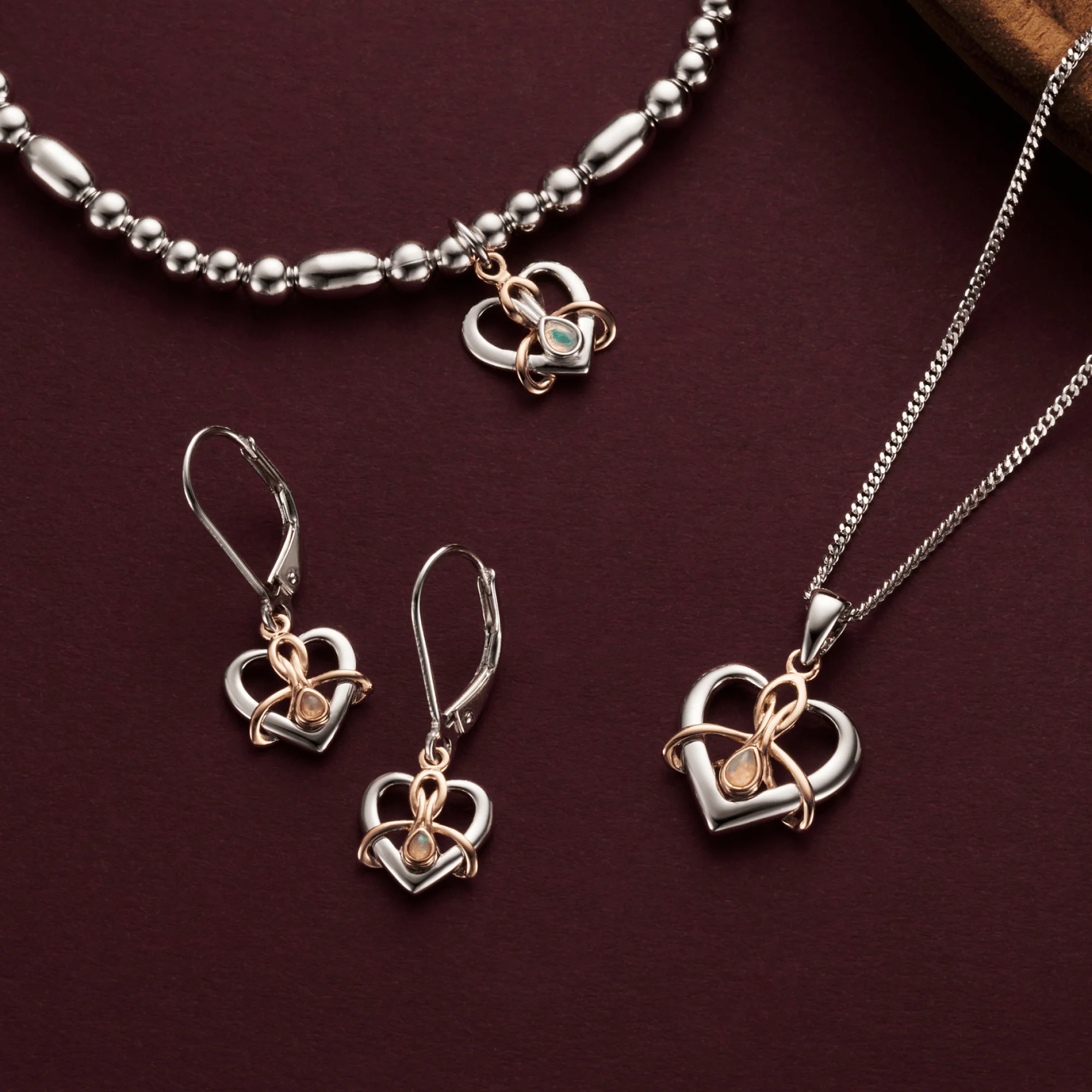 Forever Yours Sterling Silver Dwynwen Drop Earrings with Opals - Image 3