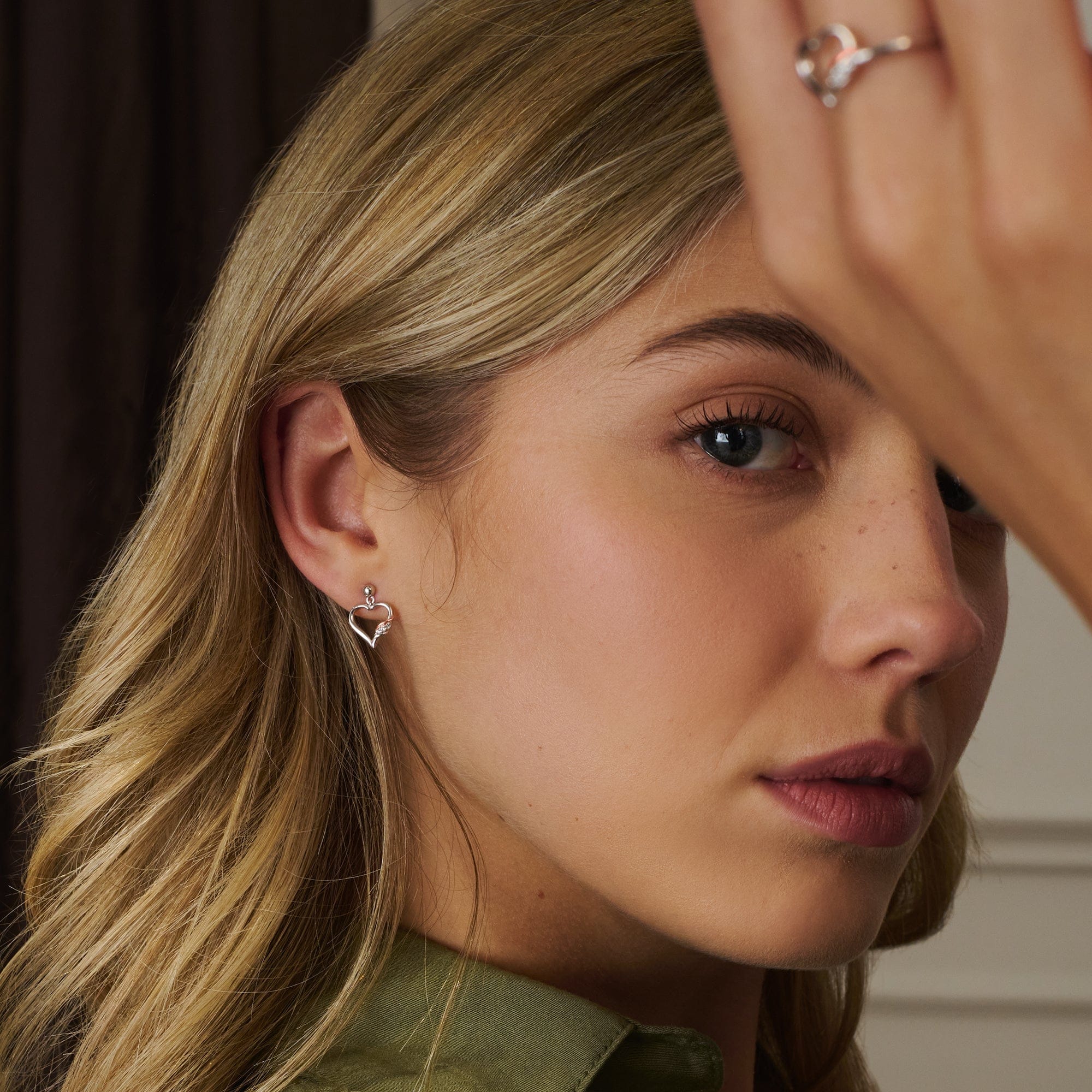 Past Present Future® Sterling Silver Heart Earrings with Topaz - Image 2