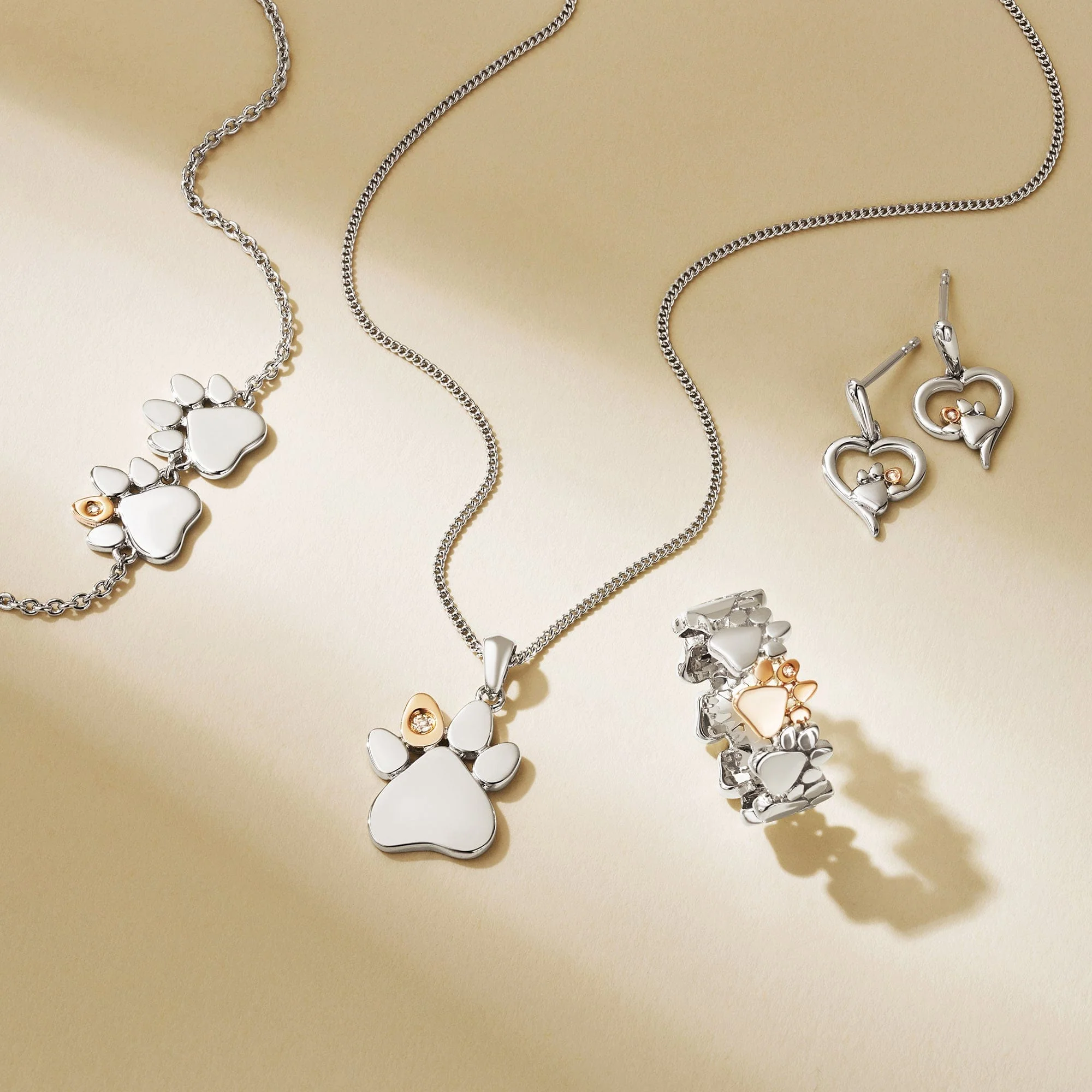 Paw Prints Sterling Silver Pendant with Topaz - Image 3