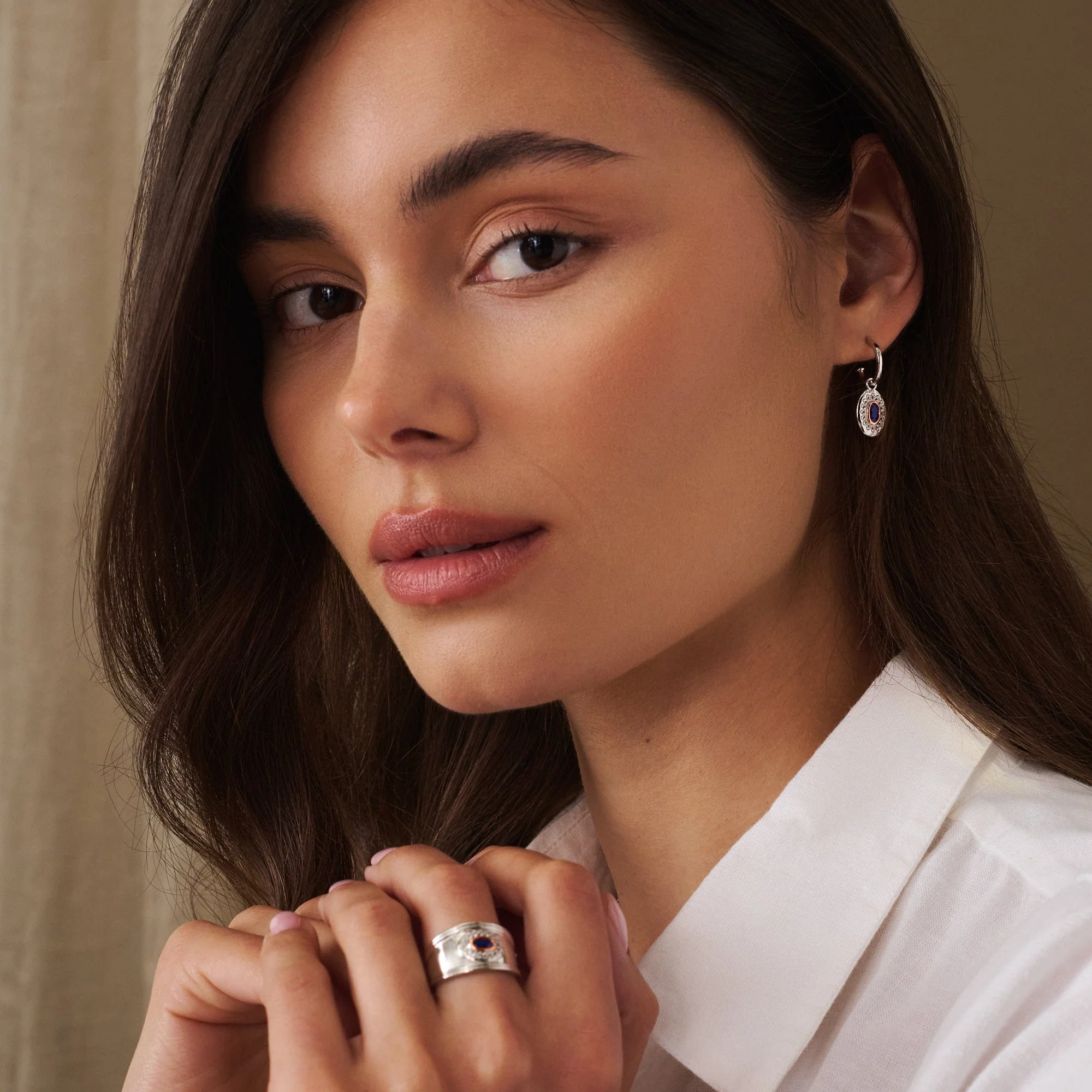Royal Clogau® Sterling Silver Diana Earrings with Sapphires & Topaz - Image 2