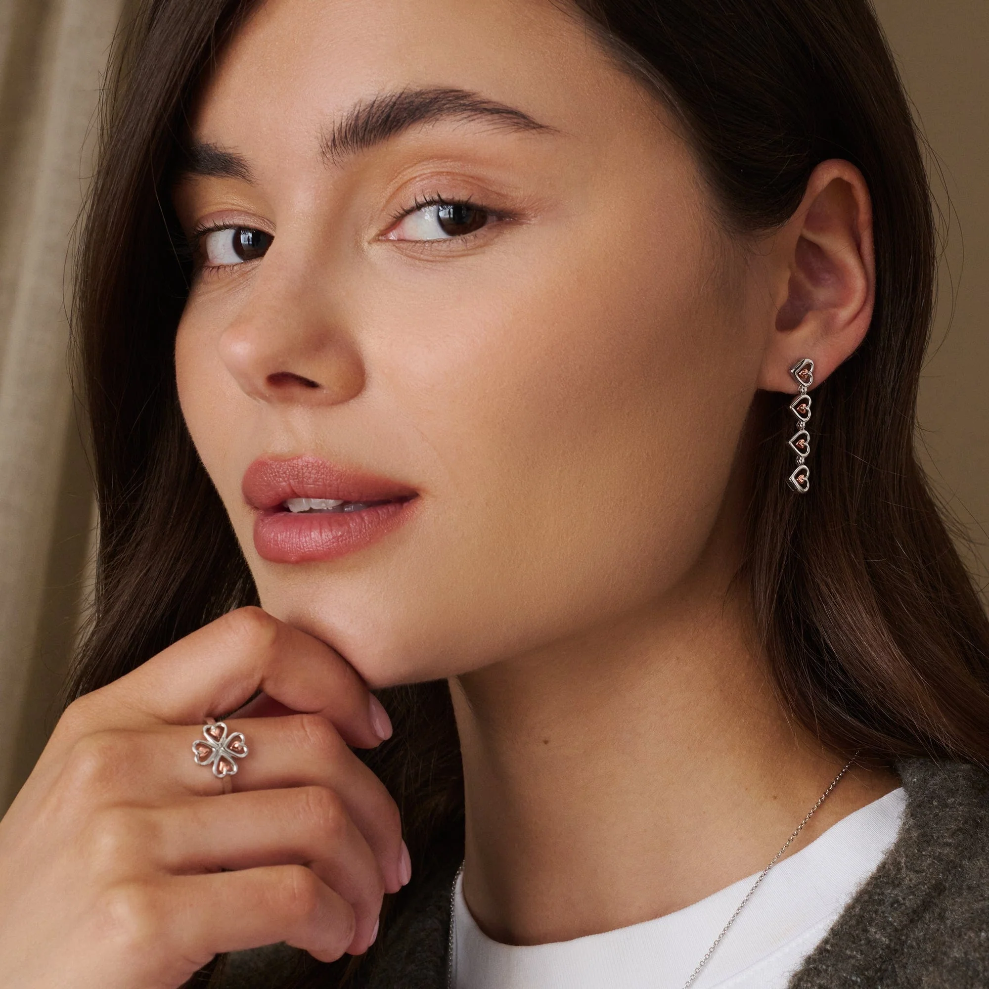 Tree of Life® Sterling Silver Heart Drop-Stud Earrings - Image 3